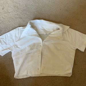 White Button-Up Crop Top